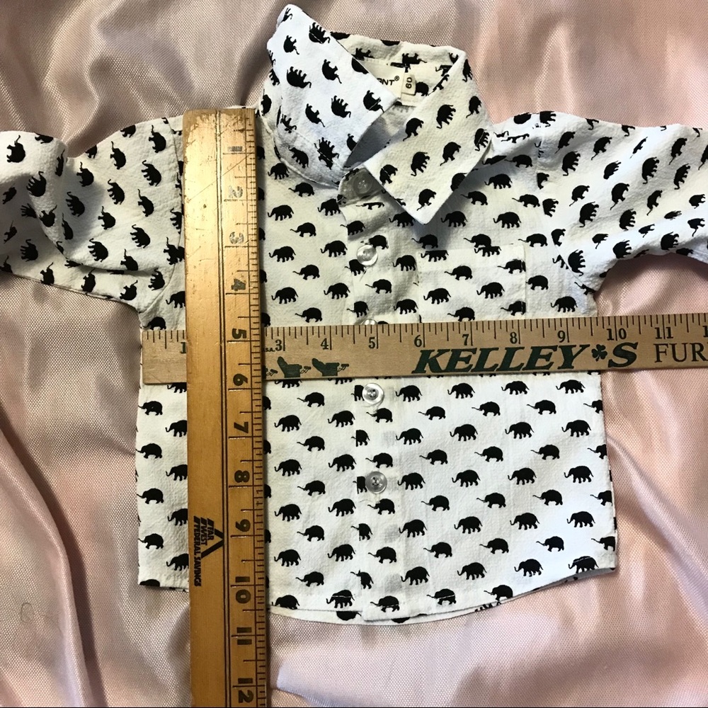 Big Elephant Button-Up Shirt Baby 3-6 Months Child Novelty Print Pattern Cotton - Picture 8 of 9